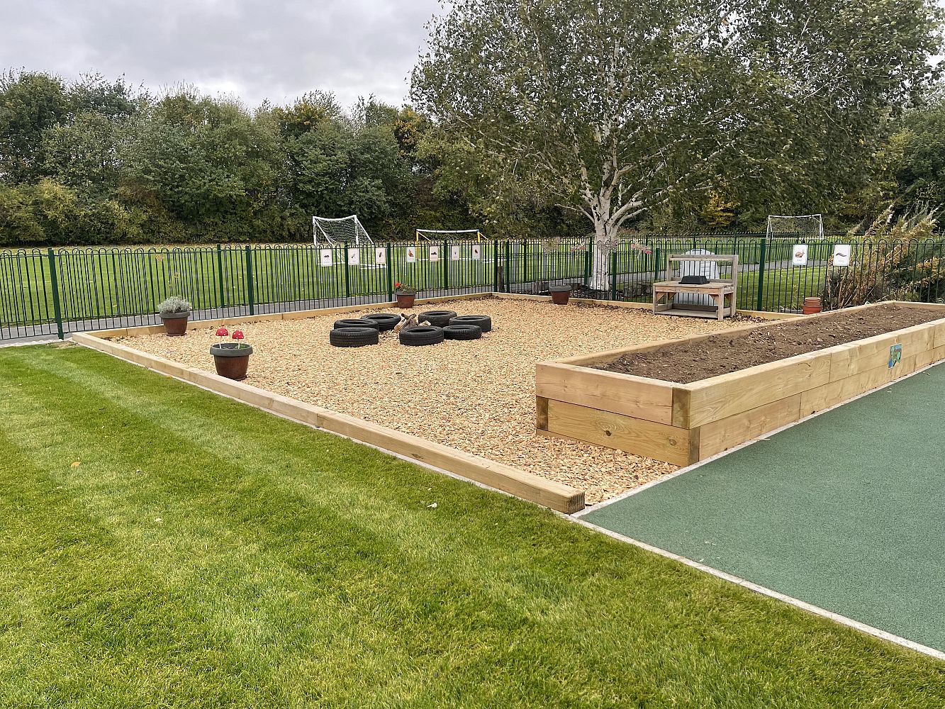 Varied outdoor learning zones at Warmsworth Primary School